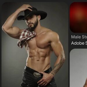 Black Cowboy Hat and Belt with Red Plaid Scarf